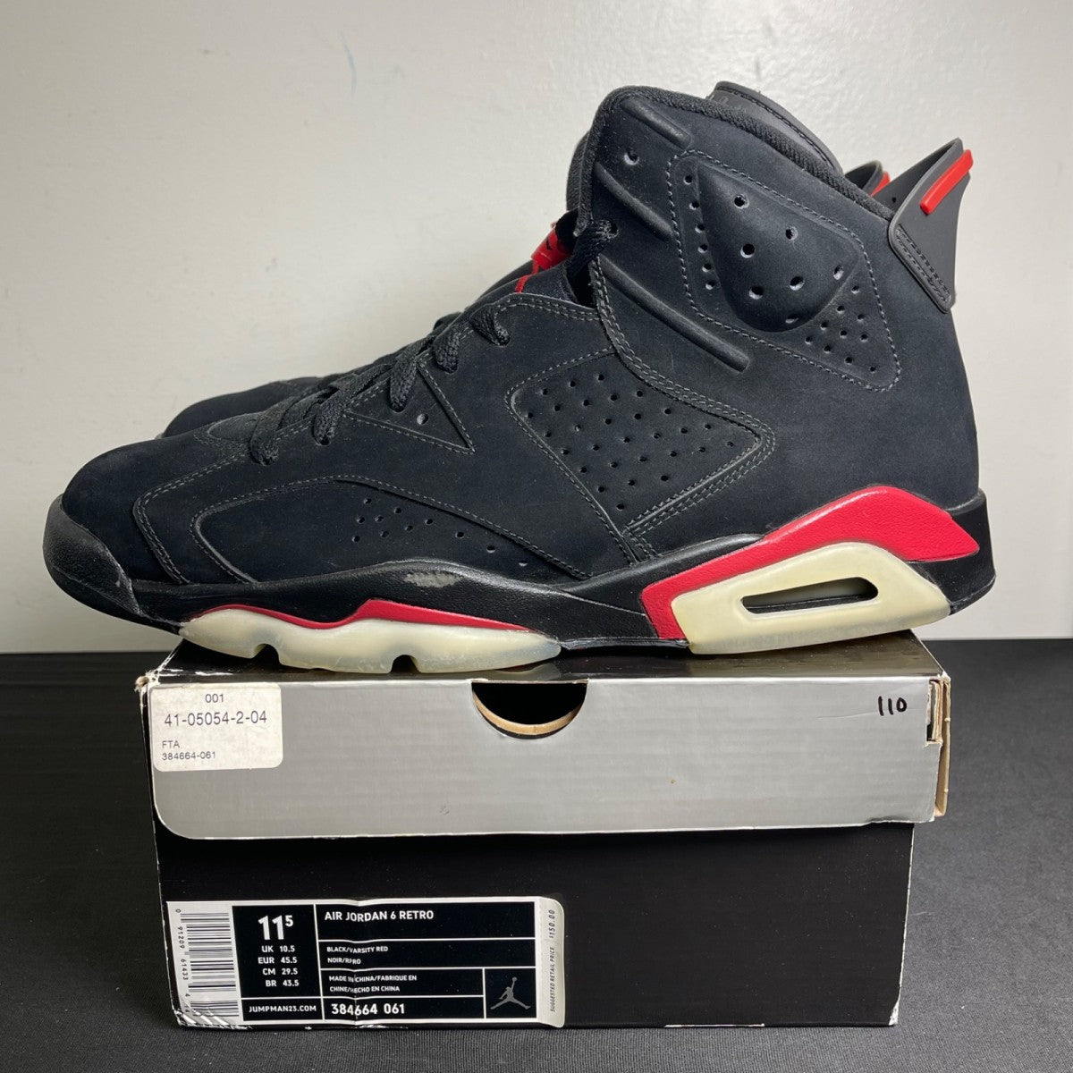 Jordan 6 Retro Black Varsity Red (2010) (Size 11.5) - Image 3