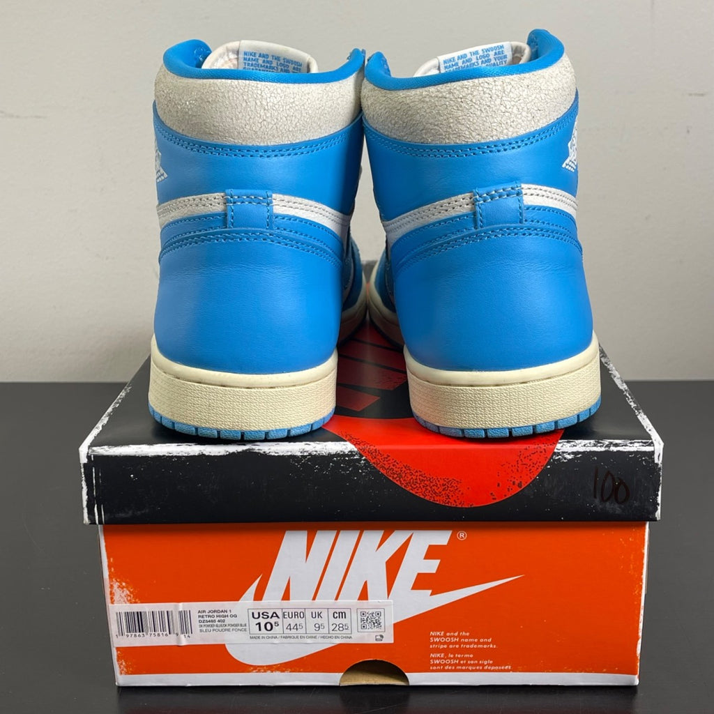 Jordan 1 Retro High OG UNC Reimagined 10.5 (Moderately Worn Pre-Owned)JordanDark Powder Blue/Dark Powder Blue-Sail - Image 4