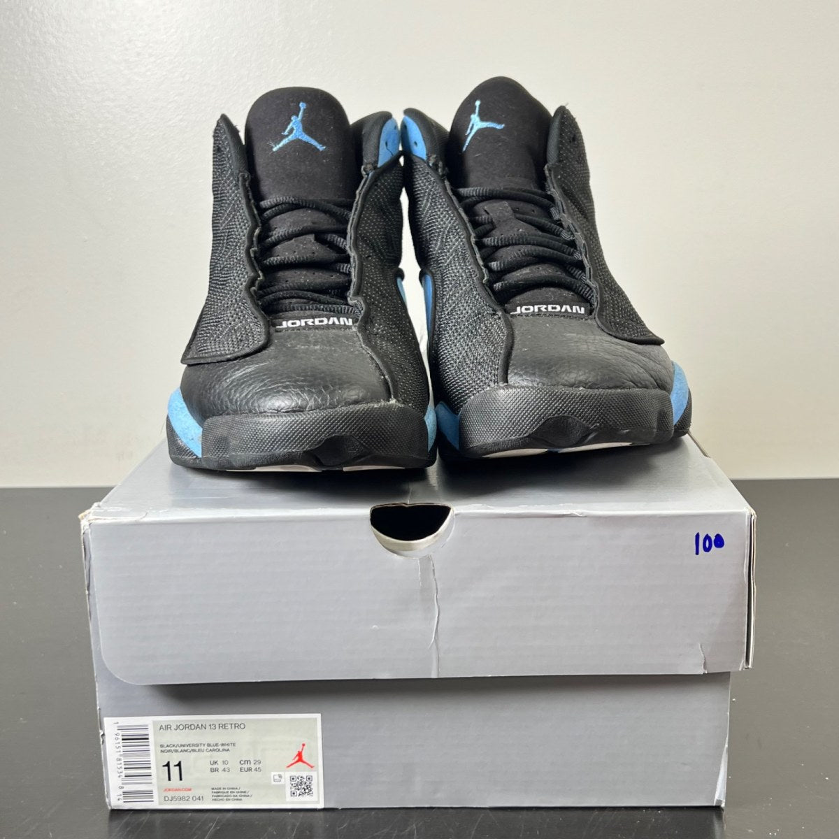 Jordan 13 Retro Black University Blue 11 (Moderately Worn Pre-Owned)JordanBlack/University Blue/White - Image 2