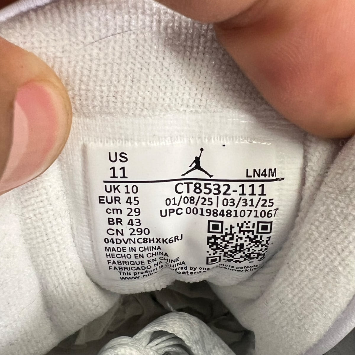 Jordan 3 Retro Pure Money (2025) 11 (Lightly Worn Pre-Owned)JordanWhite/White/Metallic Silver - Image 6