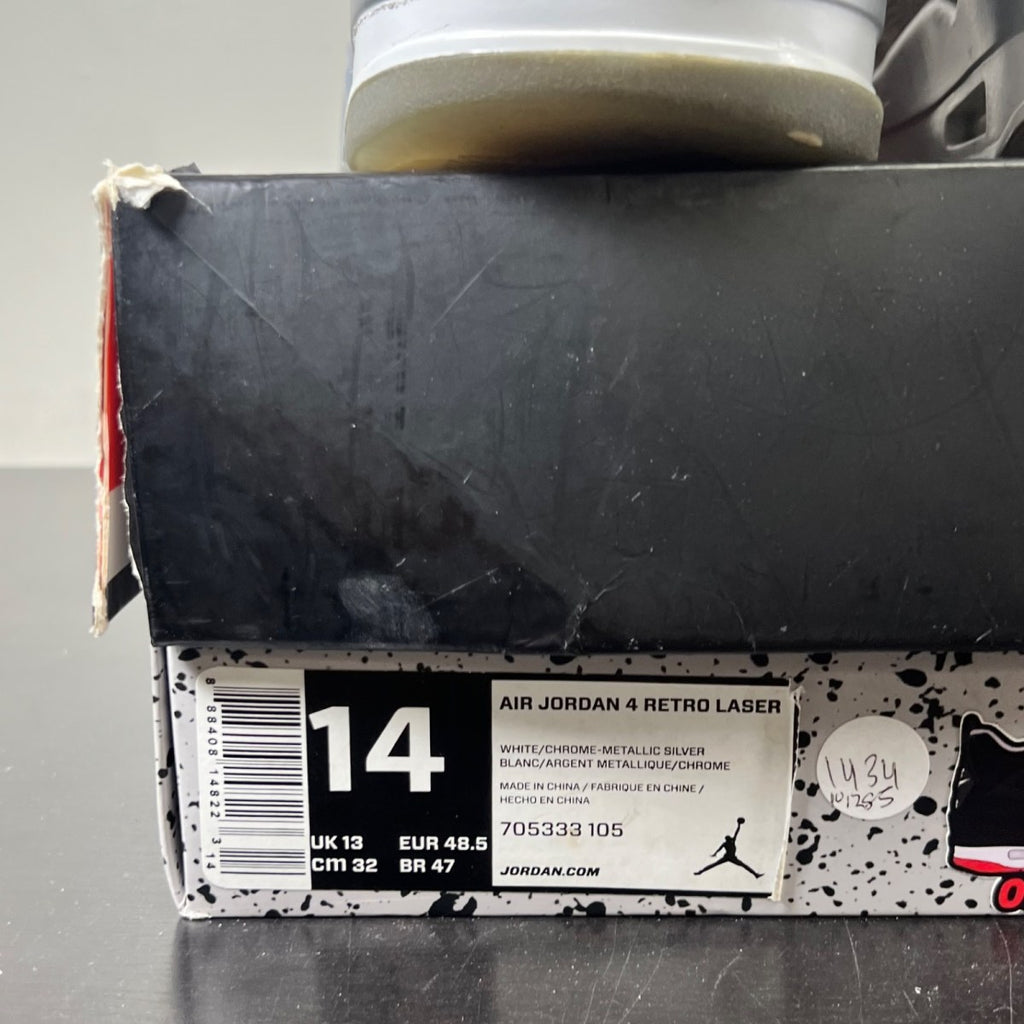 Jordan 4 Retro 30th Anniversary Laser 14 (Lightly Worn Pre-Owned)JordanLaser White/Chrome-Metallic Silver - Image 5