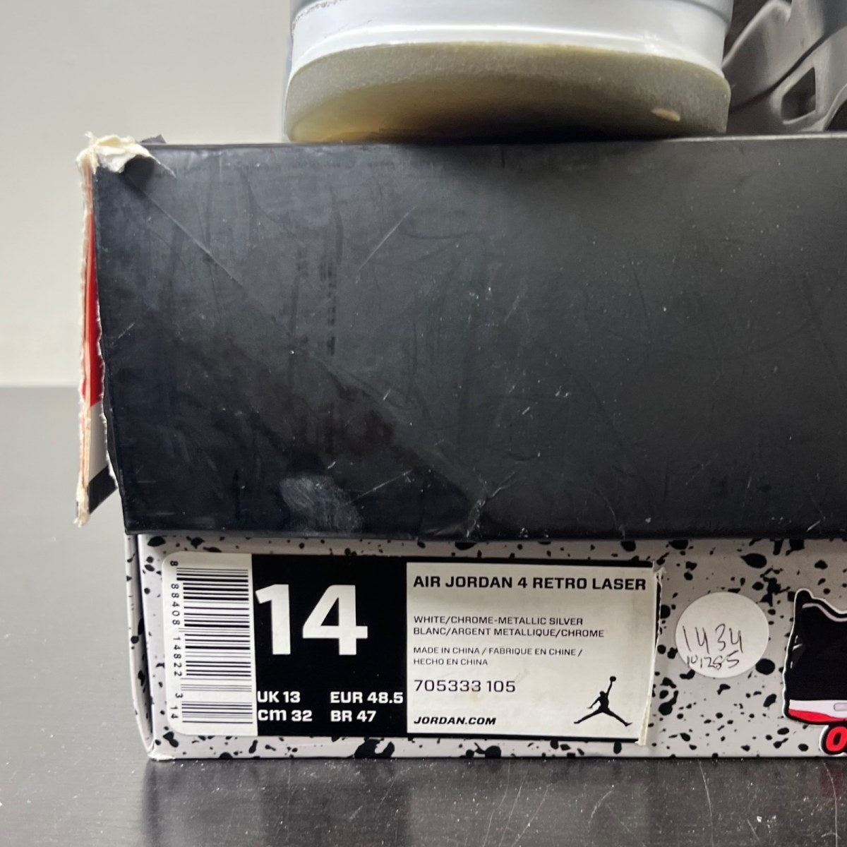 Jordan 4 Retro 30th Anniversary Laser 14 (Lightly Worn Pre-Owned)JordanLaser White/Chrome-Metallic Silver - Image 5