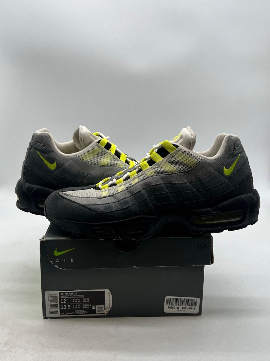 Nike Air Max 95 OG Neon (2020) 12 (Moderately Worn Pre-Owned)NikeBlack/Neon Yellow-Light Graphite - Image 1