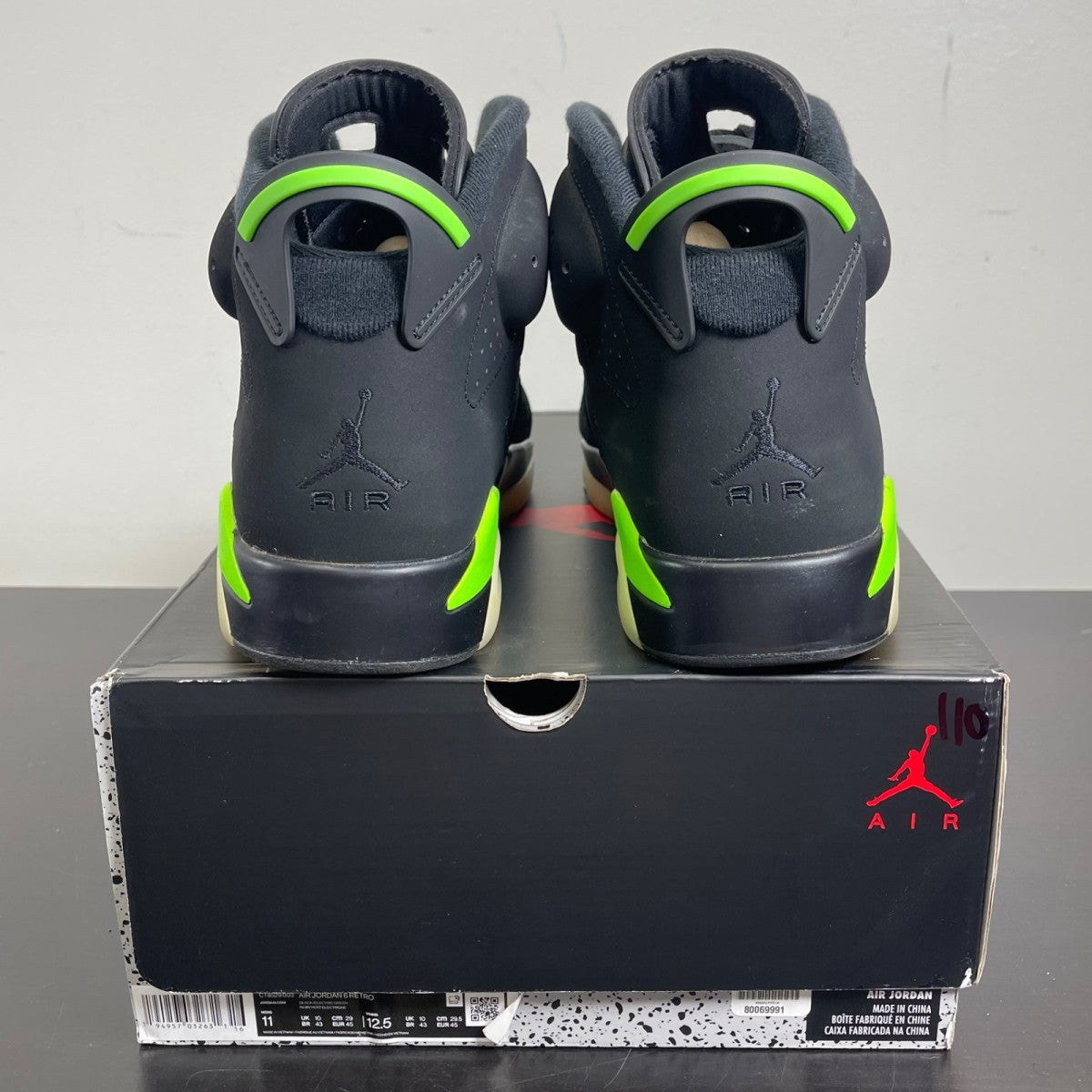 Jordan 6 Retro Electric Green 11 (Moderately Worn Pre-Owned)JordanBlack/Electric Green - Image 4