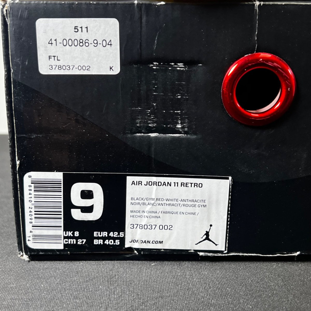 Jordan 11 Retro 72-10 9 (Moderately Worn Pre-Owned)JordanBlack/Gym Red-White-Anthracite - Image 4