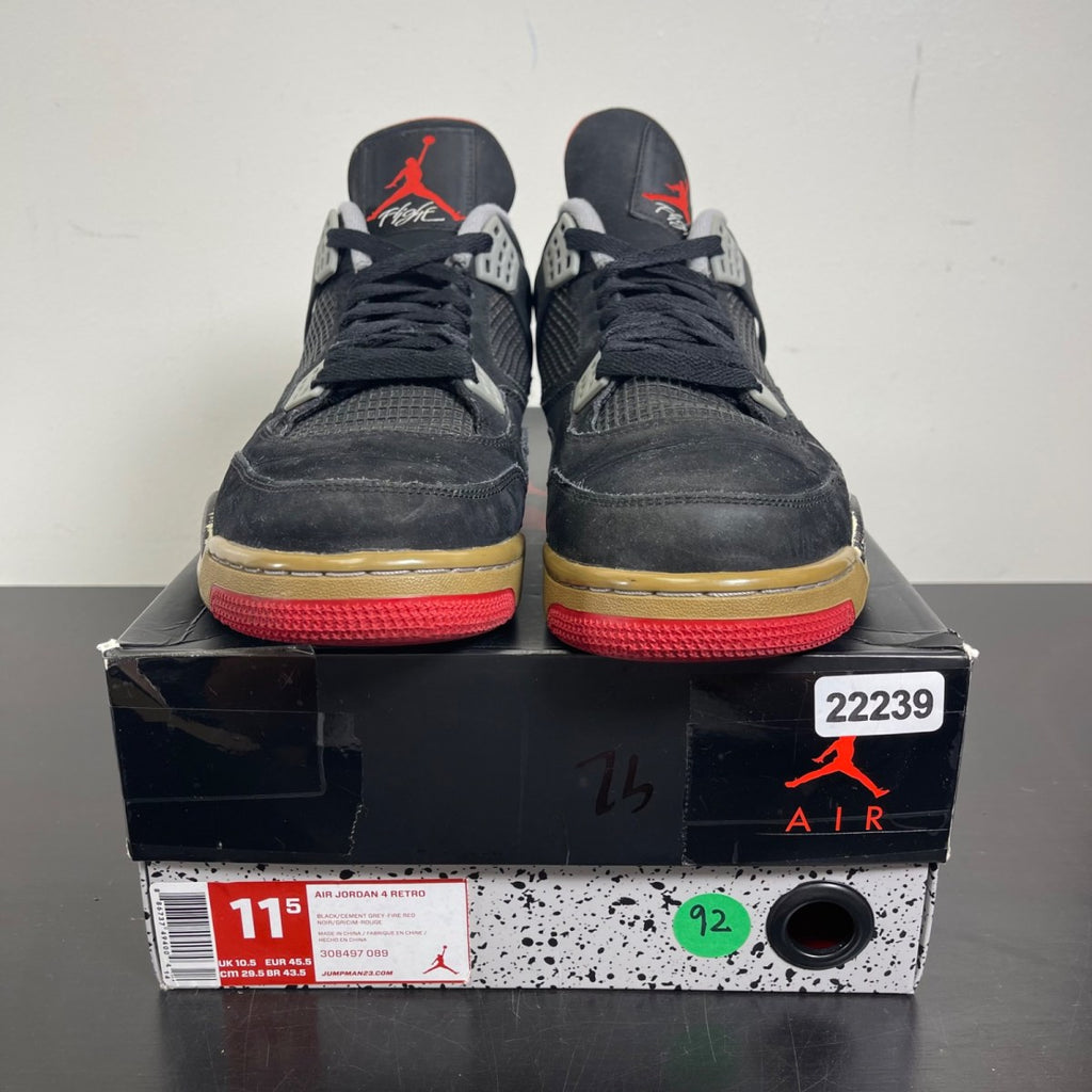 Jordan 4 Retro Black Cement (2012) 11.5 (Heavily Worn Pre-Owned)JordanBlack/Fire Red-Cement Grey - Image 2
