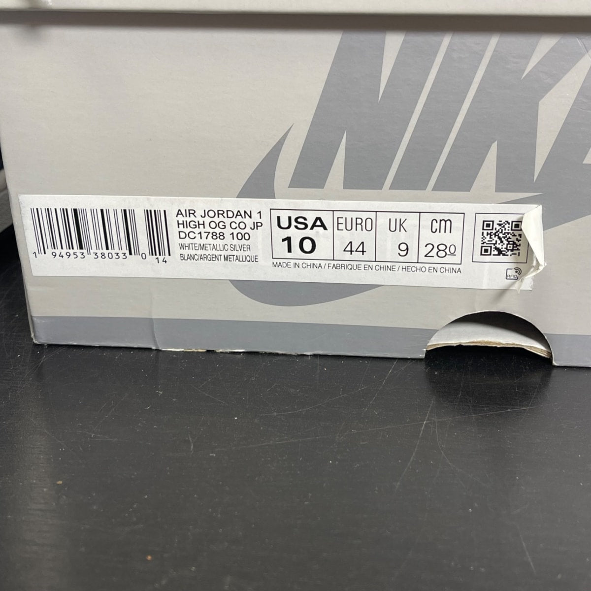 Jordan 1 Retro High CO.JP Midnight Navy (2020) 10 (Moderately Worn Pre-Owned)JordanWhite/Metallic Silver-Midnight Navy - Image 7