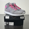 Air Jordan 1 Mid GS 'Dark Grey Hyper Pink' 5.5 (Moderately Worn Pre-Owned)Air Jordan - Image 1