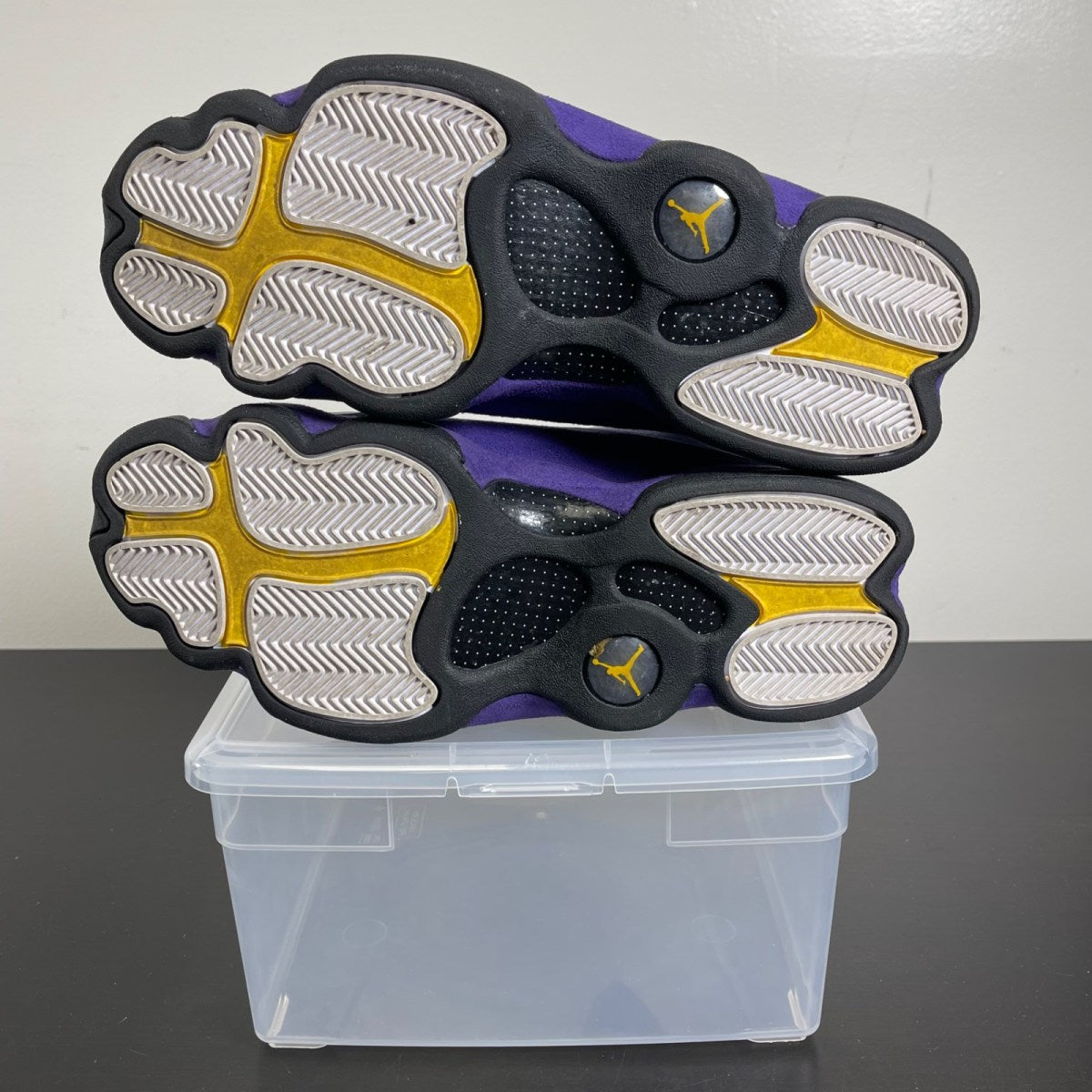 Jordan 13 Retro Lakers 10.5 (Moderately Worn Pre-Owned)JordanWhite/Black-Court Purple-University Gold - Image 5