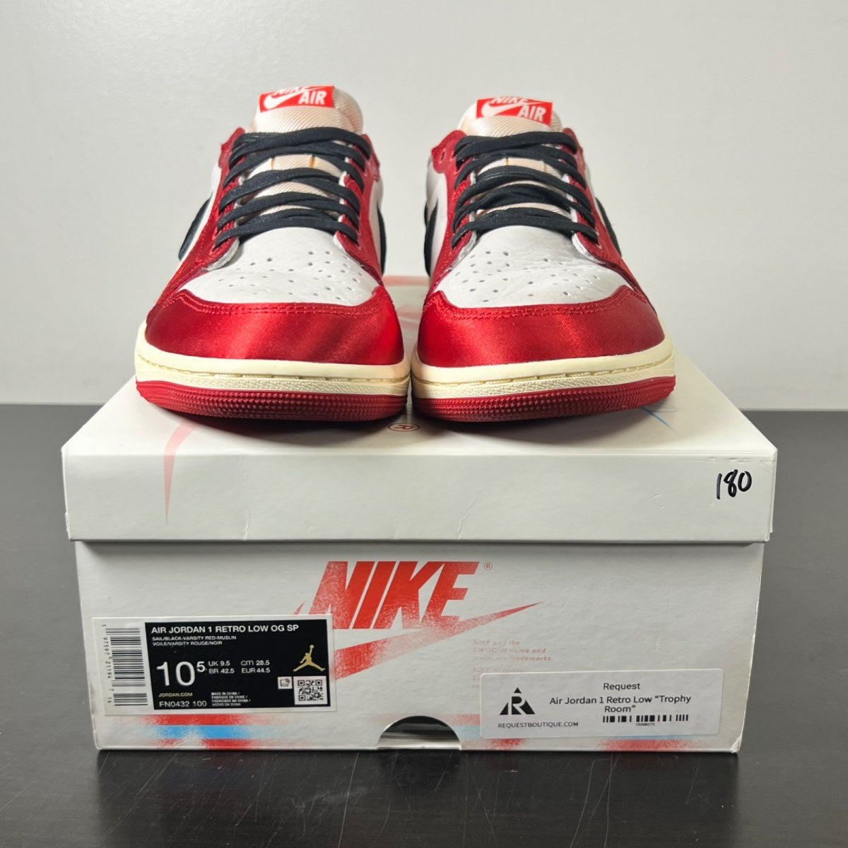 Jordan 1 Retro Low OG Trophy Room Rookie Card Away 10.5 (Moderately Worn Pre-Owned)JordanSail/Black-Varsity Red-Muslin - Image 2