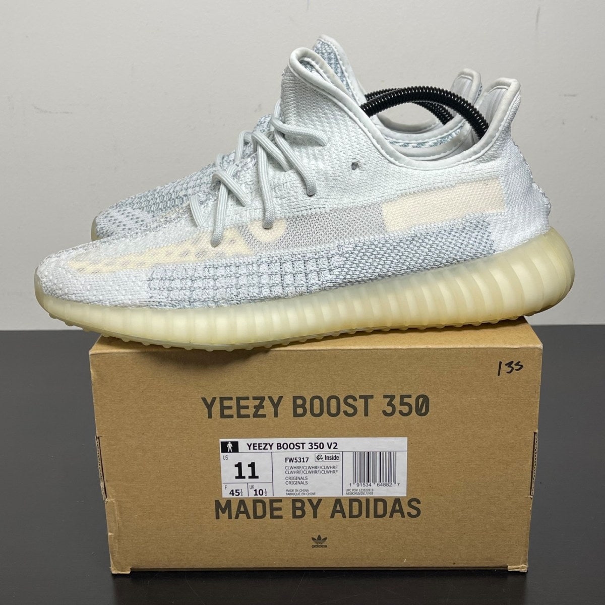 adidas Yeezy Boost 350 V2 Cloud White (Reflective) 11 (Moderately Worn Pre-Owned)adidasCloud White/Cloud White/Cloud White - Image 3