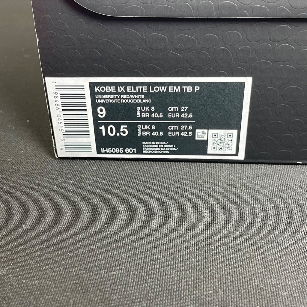Nike Kobe 9 Elite Low EM Protro TB University Red White (Size 9) - aux
