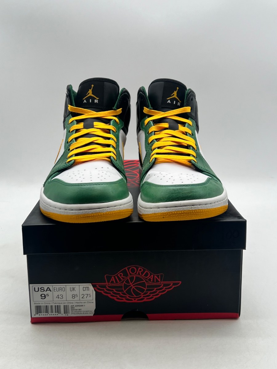 Jordan 1 Mid Retro Sonics 9.5 (Moderately Worn Pre-Owned) - Image 2