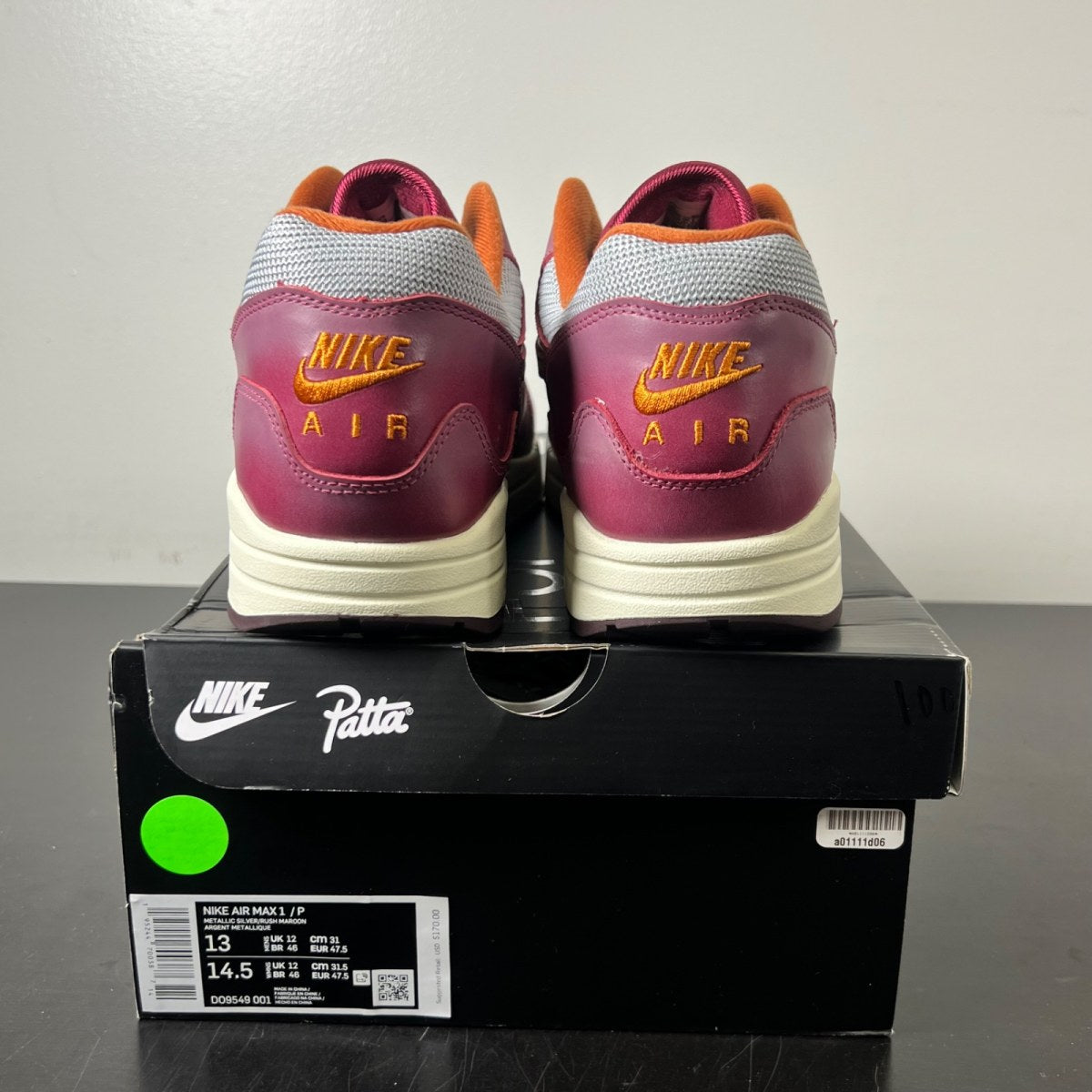 Nike Air Max 1 Patta The Next Wave Dark Russett 13 (Lightly Worn Pre-Owned)NikeDark Russet/Dark Russet-Metallic Silver - Image 4