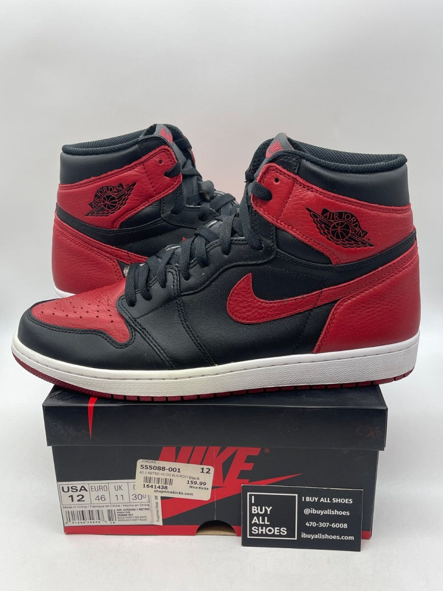 Jordan 1 Retro High Bred Banned (2016) 12 (Moderately Worn Pre-Owned) - Image 1