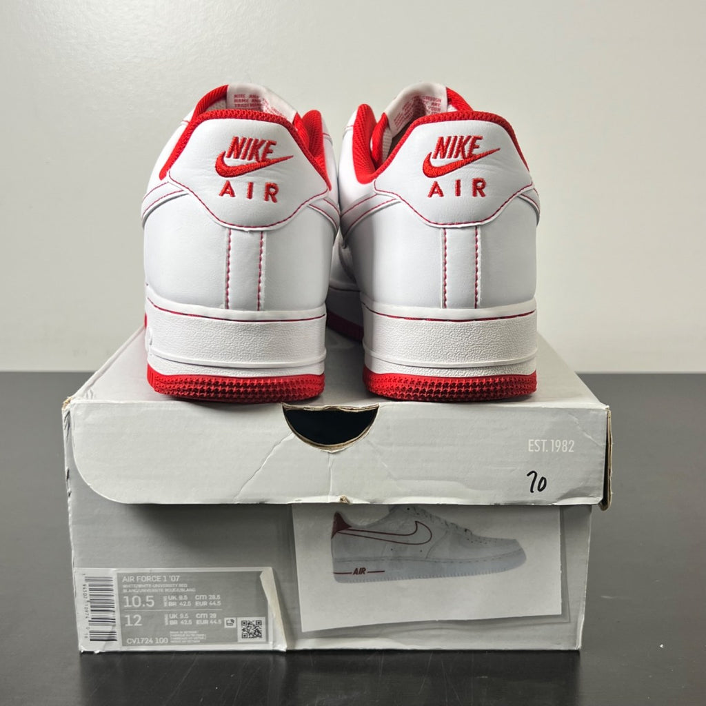 Nike Air Force 1 Low '07 White University Red 10.5 (Lightly Worn Pre-Owned)NikeWhite/University Red/White - Image 4
