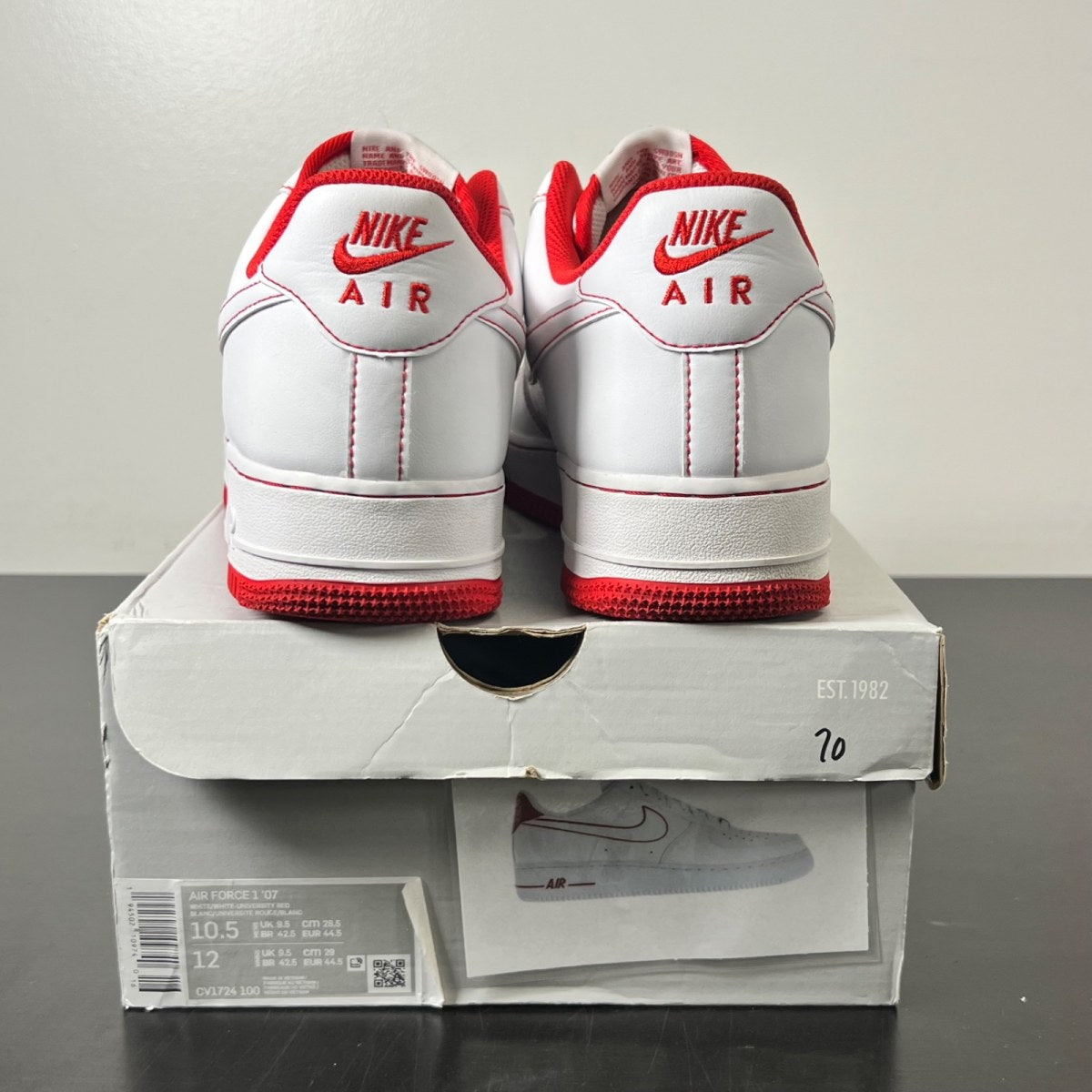 Nike Air Force 1 Low '07 White University Red 10.5 (Lightly Worn Pre-Owned)NikeWhite/University Red/White - Image 4