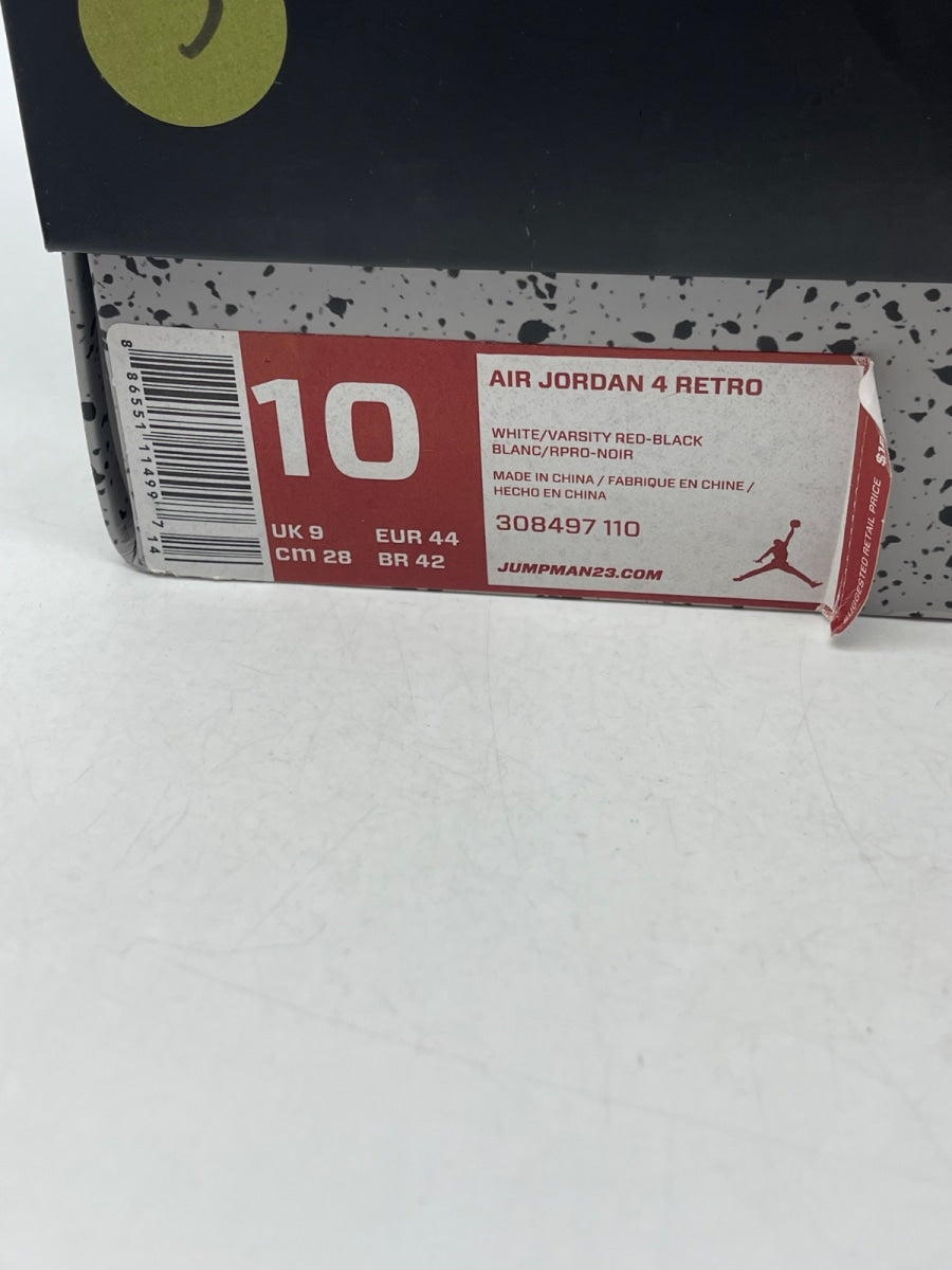 Jordan 4 Retro Fire Red (2012) 10 (Moderately Worn Pre-Owned)JordanWhite/Varsity Red-Black - Image 9