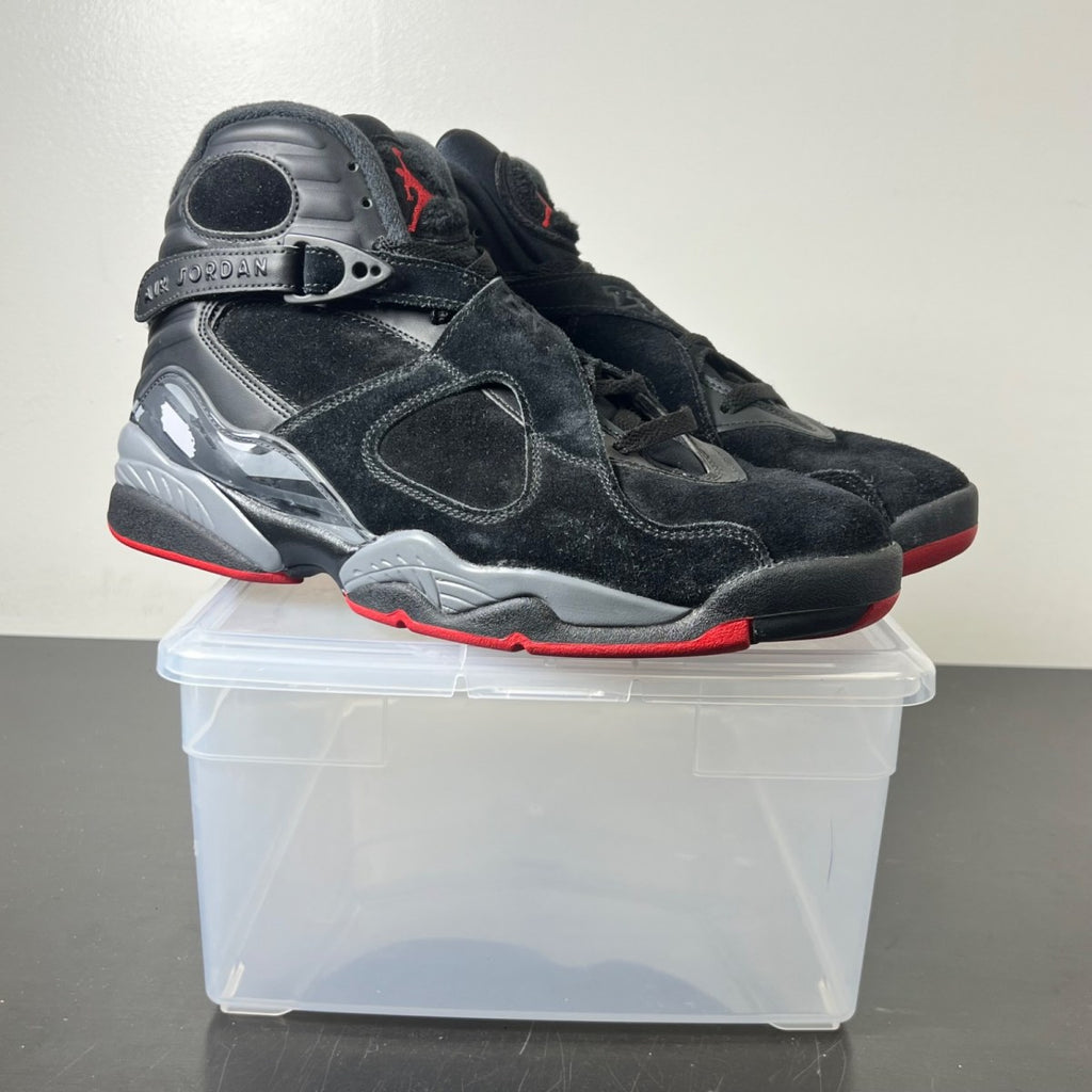 Jordan 8 Retro Black Cement 10.5 (Moderately Worn Pre-Owned)JordanBlack/Gym Red-Black-Wolf Grey - Image 1