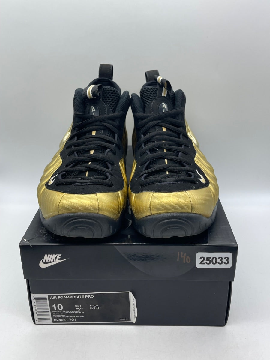 Nike Air Foamposite Pro Metallic Gold 10 (Moderately Worn Pre-Owned)NikeMetallic Gold/Black-Black-White - Image 2