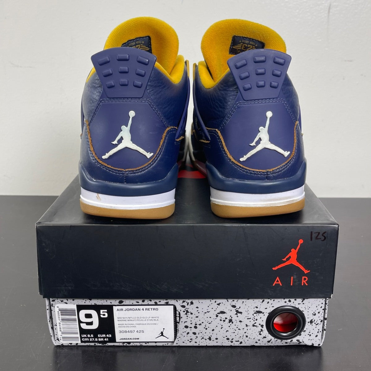 Jordan 4 Retro Dunk From Above 9.5 (Moderately Worn Pre-Owned)JordanMidnight Navy/Metallic Gold-Gold Leaf-White - Image 4