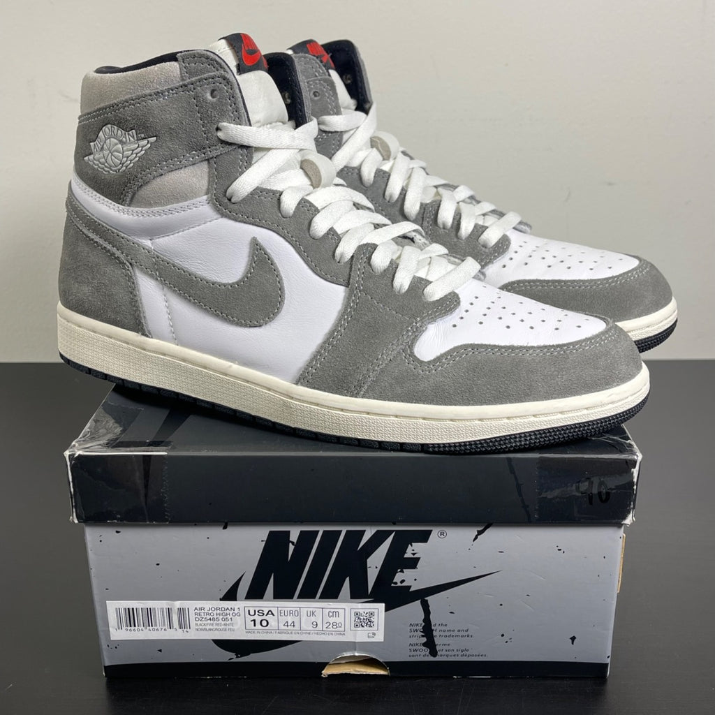 Jordan 1 Retro High OG Washed Black 10 (Moderately Worn Pre-Owned)JordanBlack/Fire Red/Light Smoke Grey/Sail - Image 1