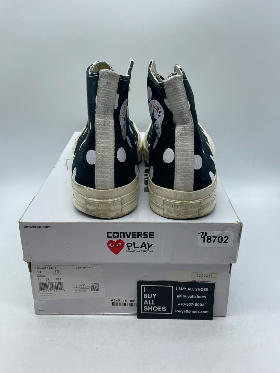 Converse Chuck Taylor All Star 70 Hi Comme des Garcons PLAY Polka Dot Black 11 (Moderately Worn Pre-Owned) - Image 3