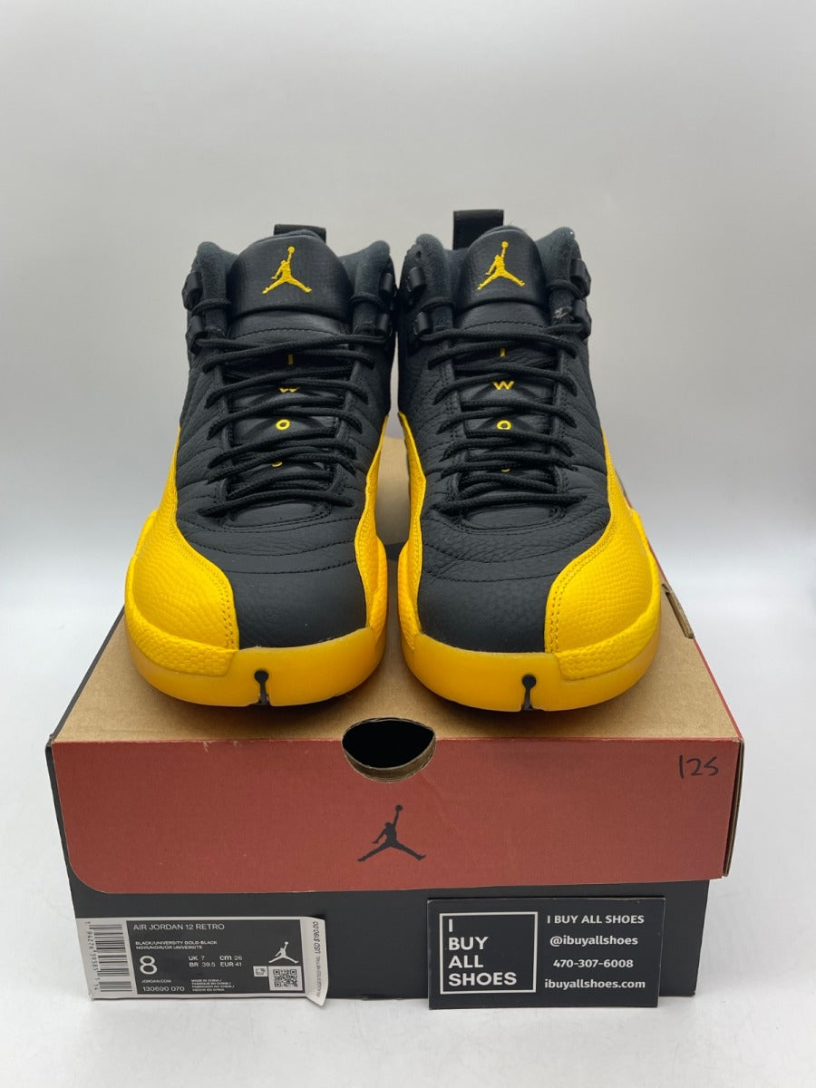 Jordan 12 Retro Black University Gold 8 (Moderately Worn Pre-Owned) - Image 2