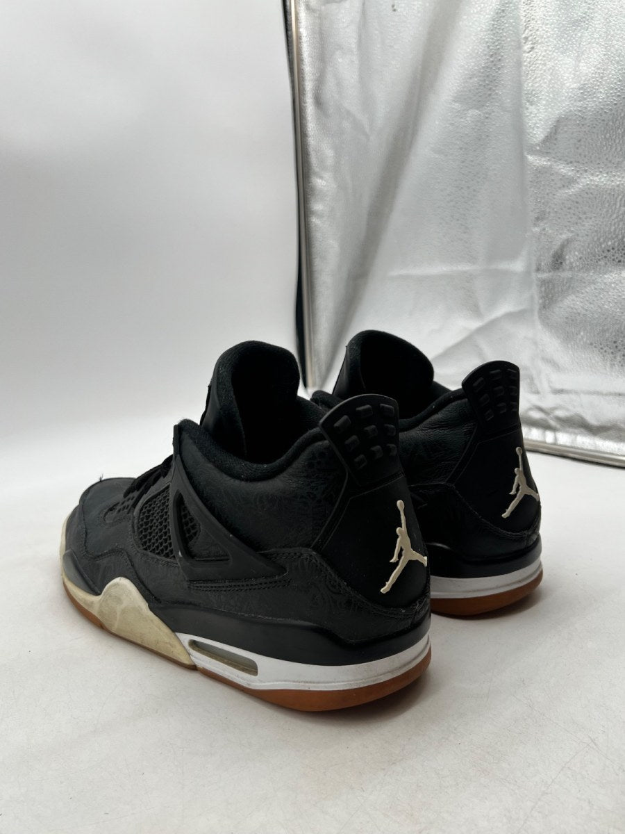 Jordan 4 Retro Laser Black Gum 13 (Heavily Worn Pre-Owned)JordanBlack/White-Gum Light Brown-University Red - Image 4