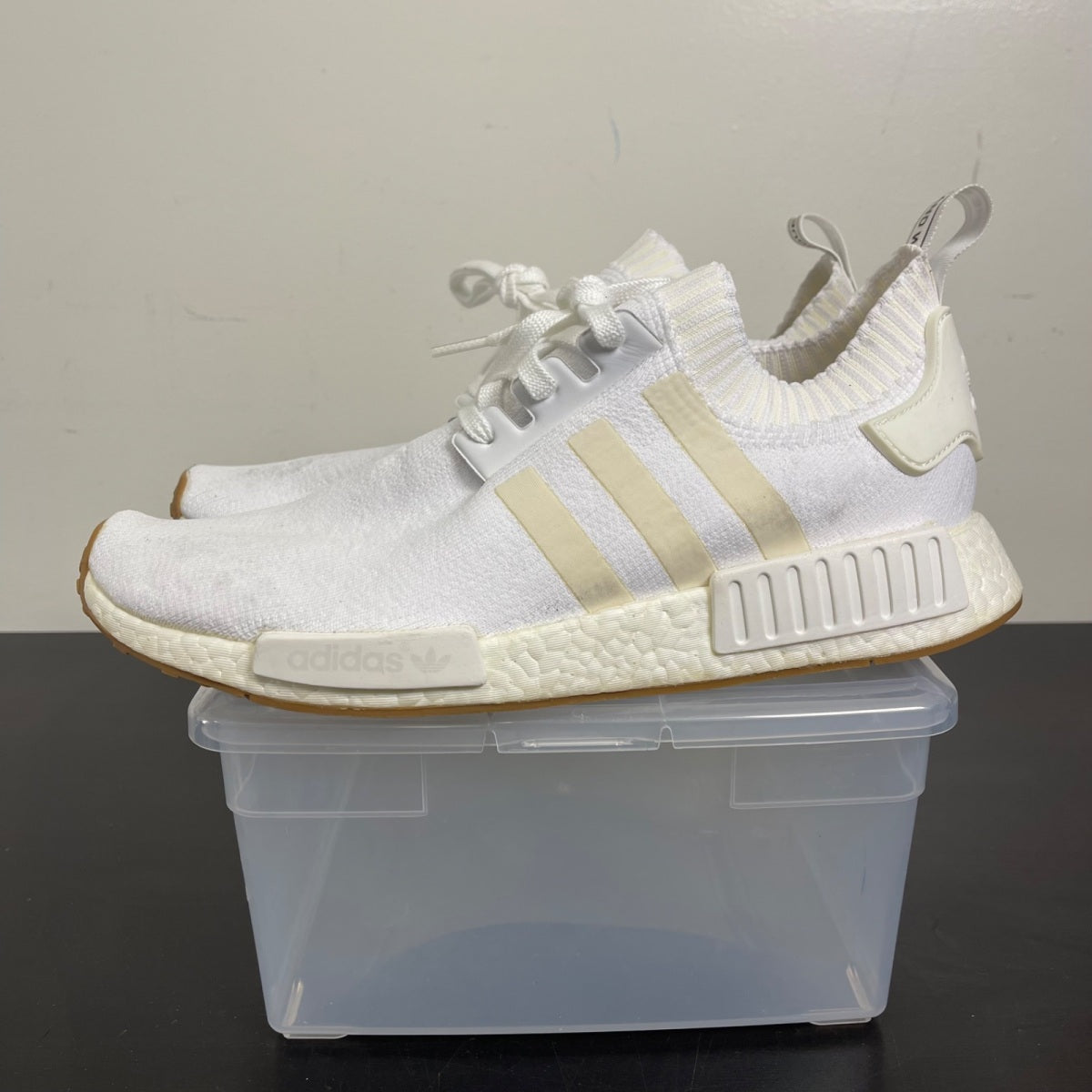 adidas NMD R1 Gum Pack White 13 (Moderately Worn Pre-Owned)adidasWhite/White/Gum - Image 3