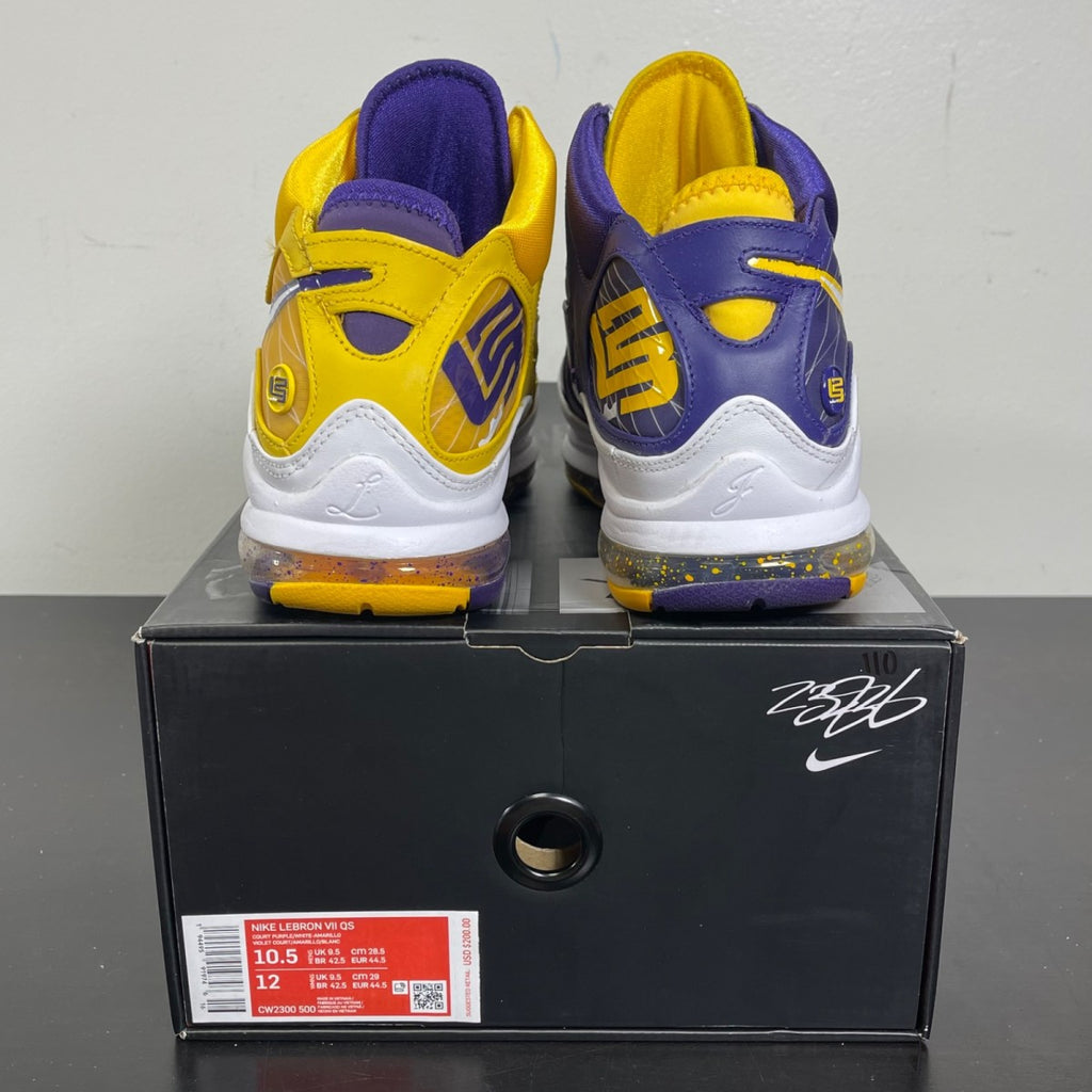 Nike LeBron 7 Media Day 10.5 (Moderately Worn Pre-Owned)NikeCourt Purple/White-Amarillo - Image 4