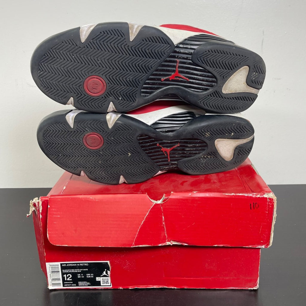 Jordan 14 Retro Gym Red Toro 12 (Moderately Worn Pre-Owned)JordanBlack/White-Off White-Gym Red - Image 5