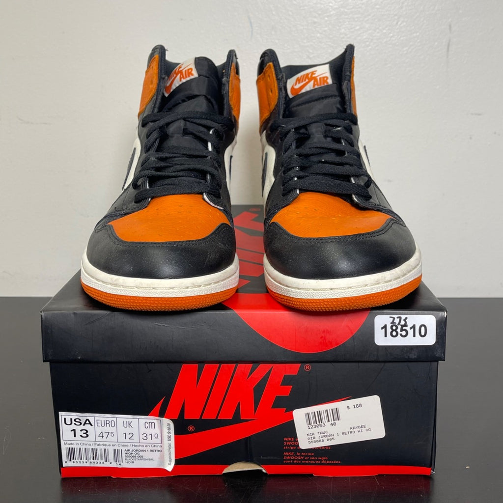 Jordan 1 Retro Shattered Backboard 13 (Moderately Worn Pre-Owned)JordanBlack/Starfish-Sail - Image 2