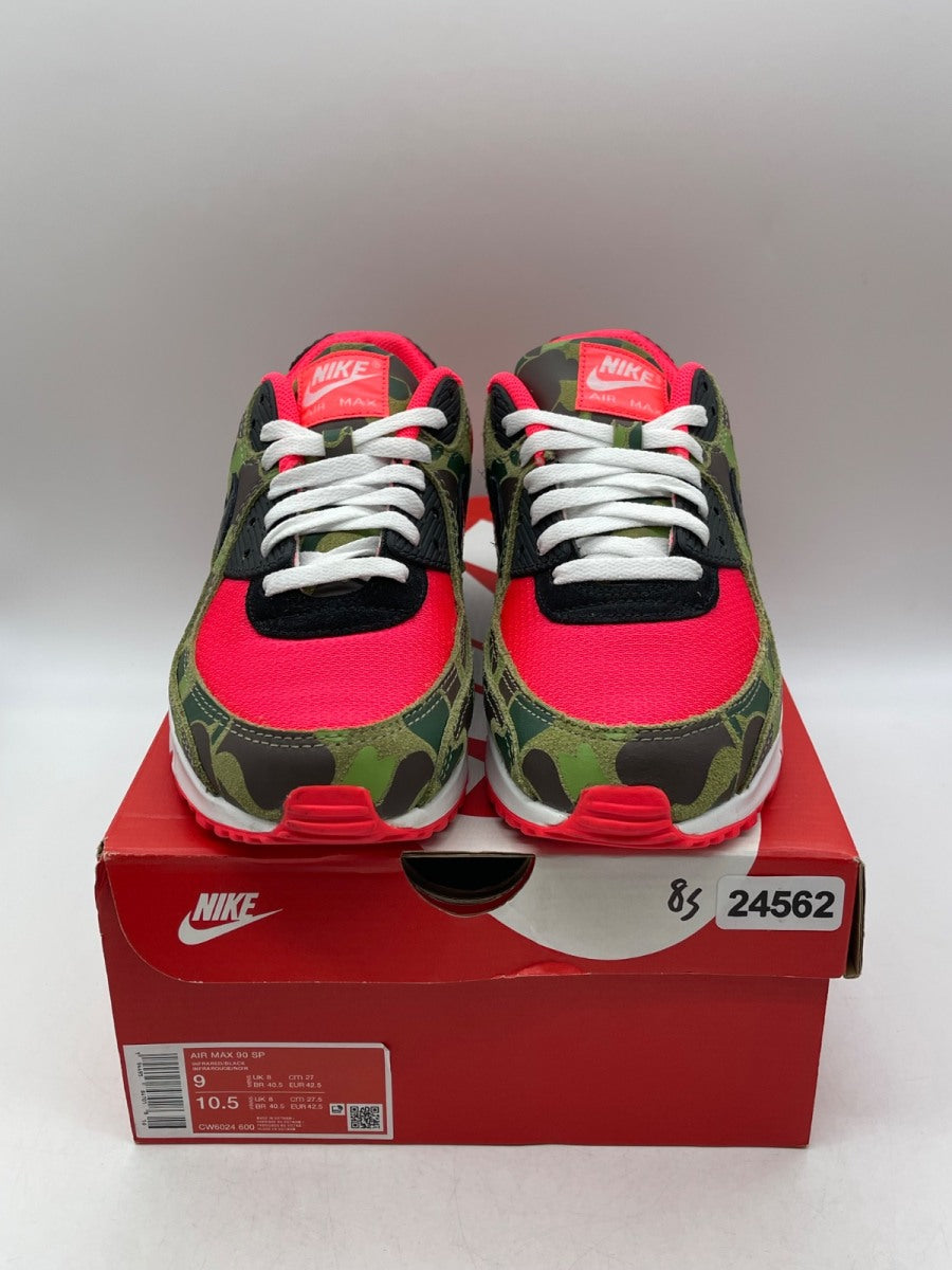 Nike Air Max 90 Reverse Duck Camo 9 (Moderately Worn Pre-Owned)NikeInfrared/Black-Dark Sage-Baroque Brown - Image 2