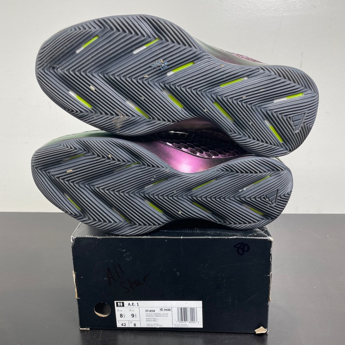 adidas AE 1 All-Star The Future 8.5 (Moderately Worn Pre-Owned)adidasMetallic Burgundy/Black/Lime Green - Image 5