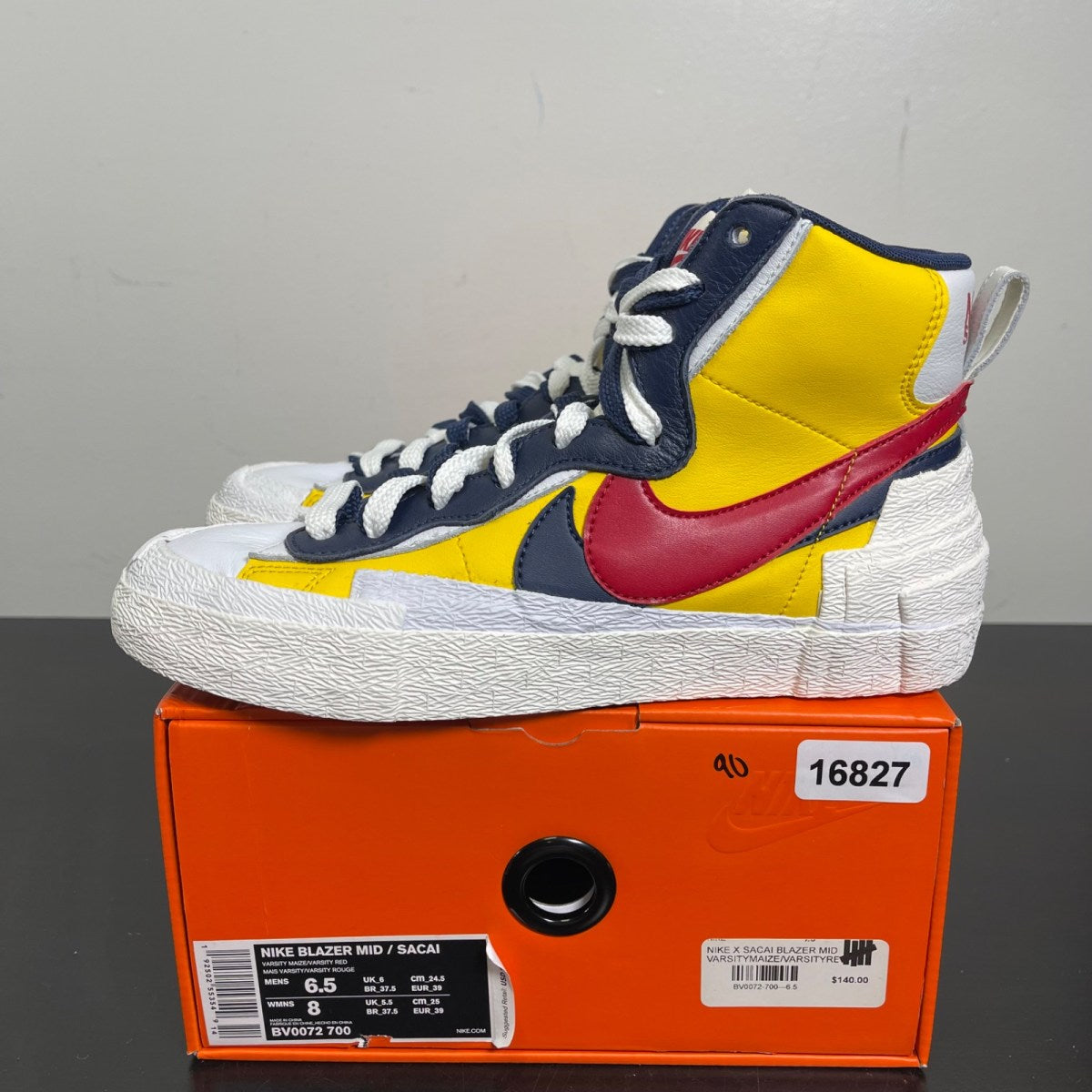 Nike Blazer Mid sacai Snow Beach 6.5 (Moderately Worn Pre-Owned)NikeWhite/Obsidian-University Red-Varsity Maize - Image 3