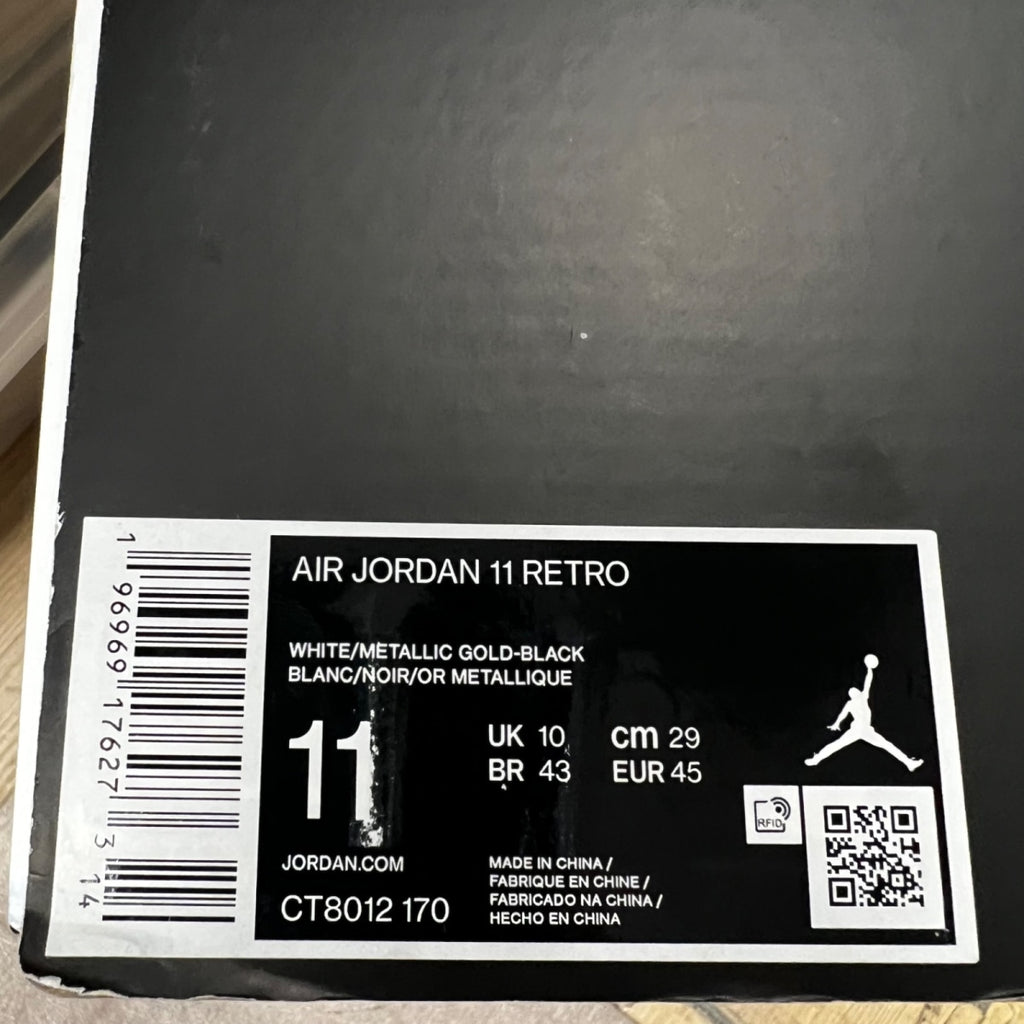 Jordan 11 Retro DMP Gratitude (2023) 11 (Lightly Worn Pre-Owned)JordanBlack/White/Metallic Gold - Image 7