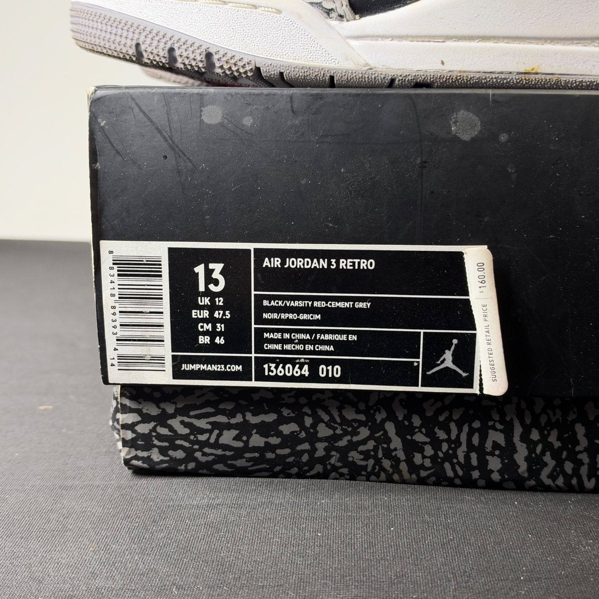 Jordan 3 Retro Black Cement (2011) (Size 13) - aux