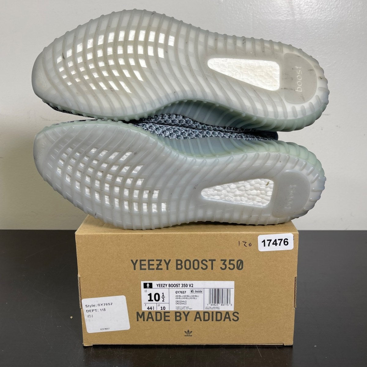 adidas Yeezy Boost 350 V2 Ash Blue 10.5 (Moderately Worn Pre-Owned)adidasAsh Blue/Ash Blue/Ash Blue - Image 5