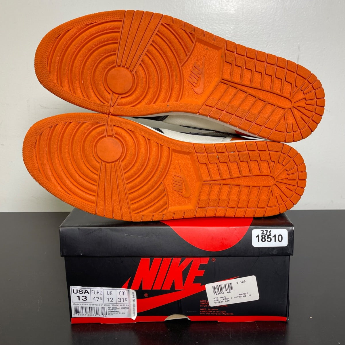 Jordan 1 Retro Shattered Backboard 13 (Moderately Worn Pre-Owned)JordanBlack/Starfish-Sail - Image 5