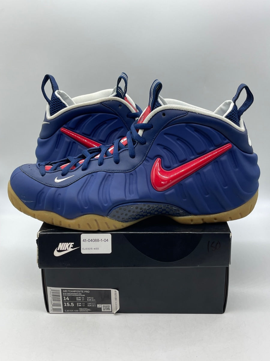Nike Air Foamposite Pro Blue Void University Red 14 (Moderately Worn Pre-Owned) - Image 1