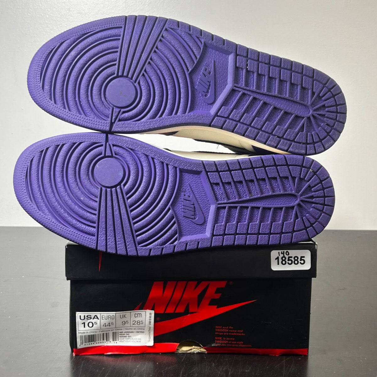 Jordan 1 Retro High Court Purple 10.5 (Moderately Worn Pre-Owned)JordanCourt Purple/Black-Sail - Image 5