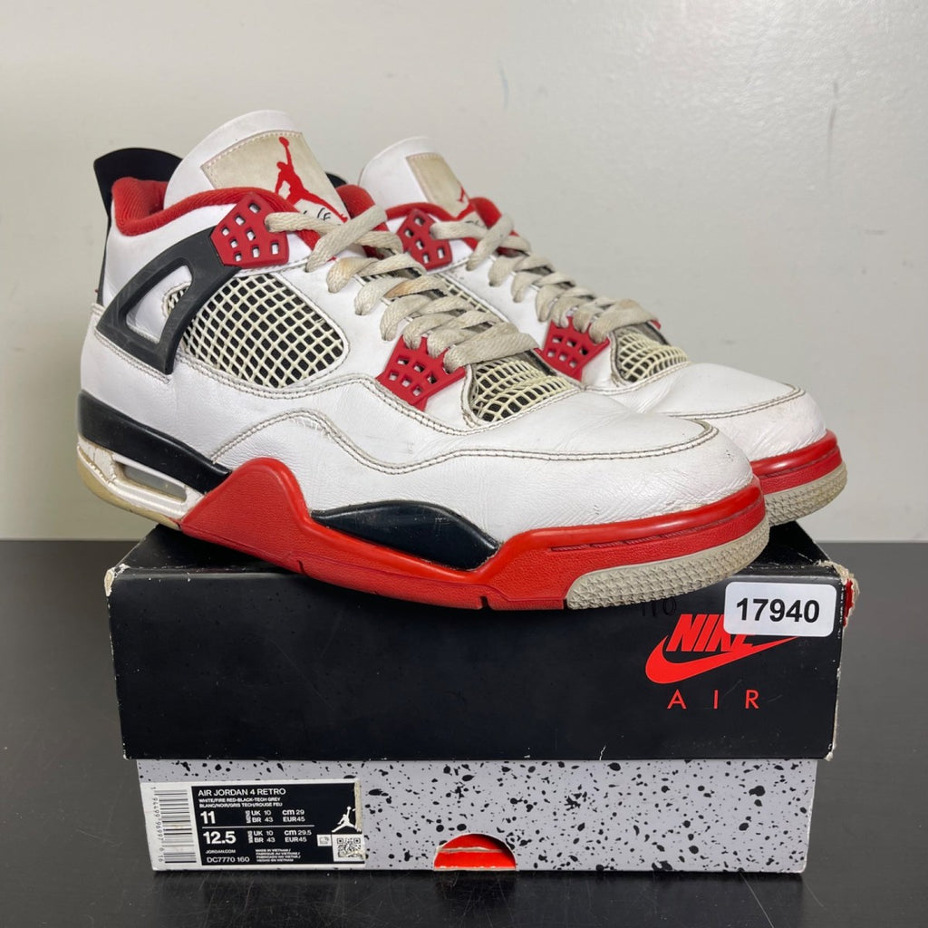 Jordan 4 Retro Fire Red (2020) 11 (Moderately Worn Pre-Owned)JordanWhite/Black-Tech Grey-Fire Red - Image 1