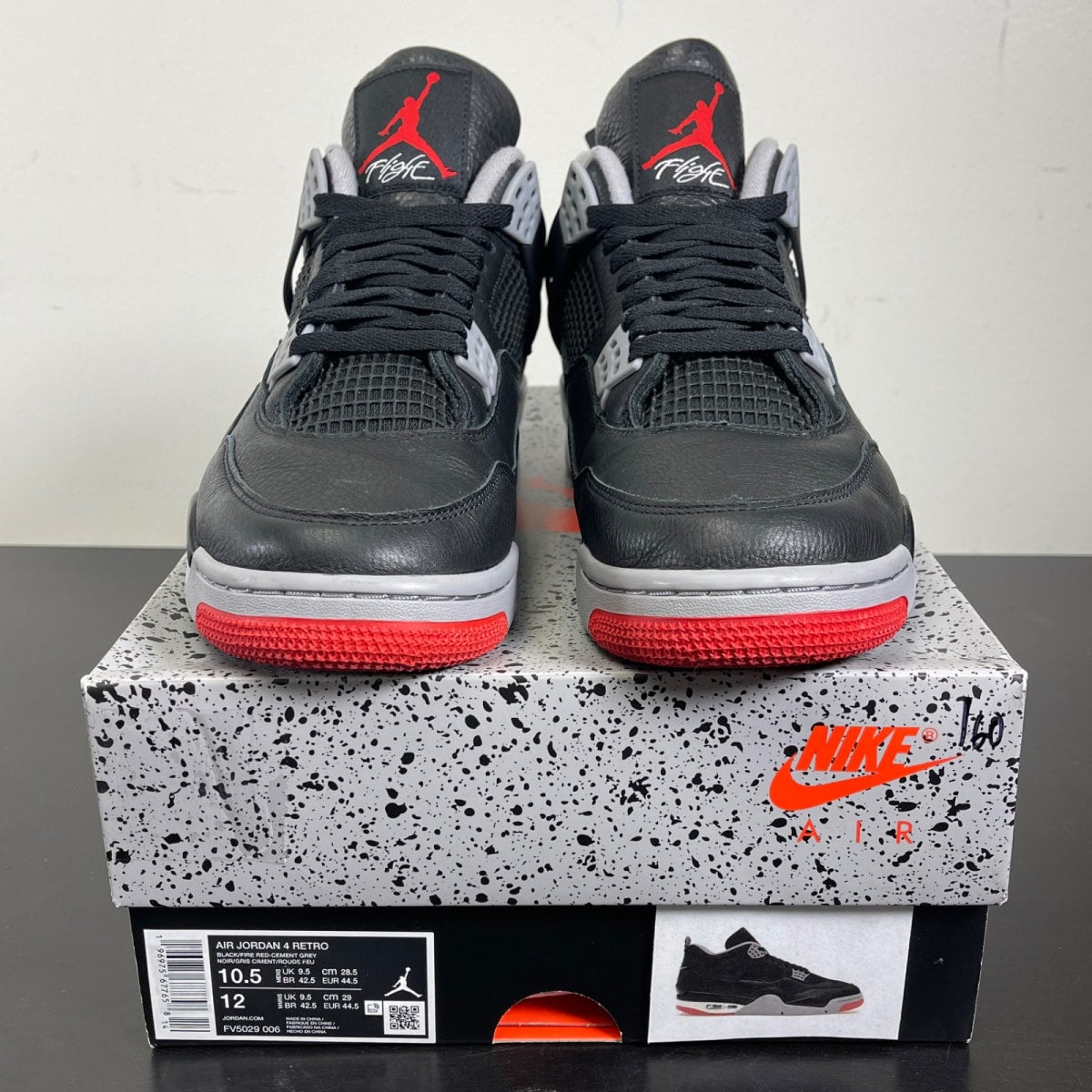 Jordan 4 Retro Bred Reimagined 10.5 (Moderately Worn Pre-Owned)JordanBlack/Cement Grey/Varsity Red/Summit White - Image 2
