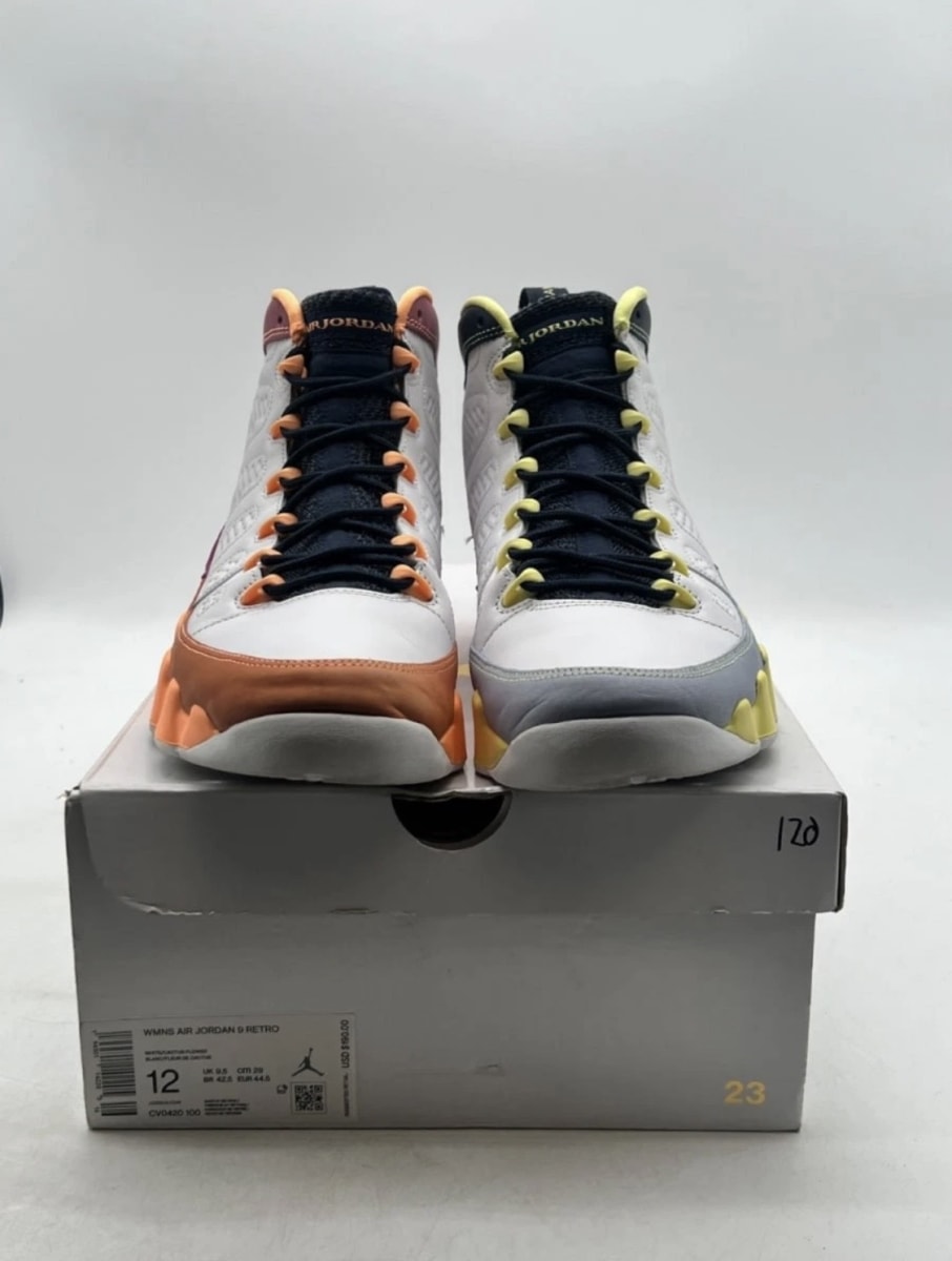 Jordan 9 Retro Change The World (Women's) 12W (Lightly Worn Pre-Owned)JordanWhite/Multi-Color-White - Image 2