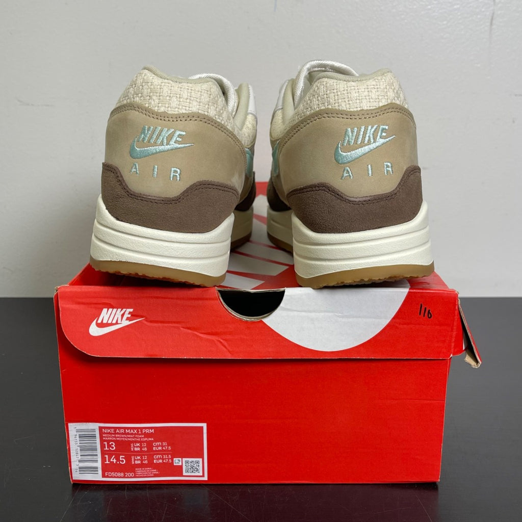 Nike Air Max 1 Crepe Brown (2022) 13 (Moderately Worn Pre-Owned)NikeMedium Brown/Mint Foam/Mushroom/Muslin - Image 4