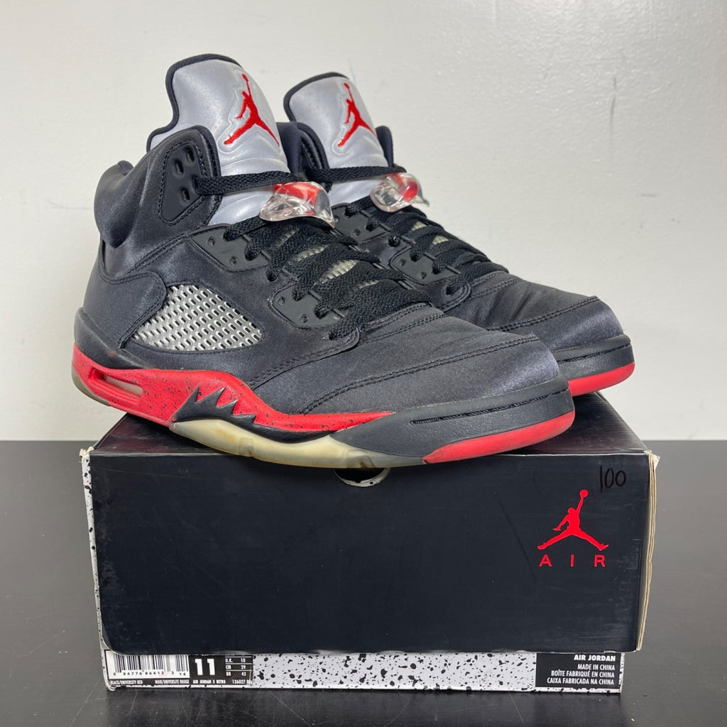 Jordan 5 Retro Satin Bred 11 (Moderately Worn Pre-Owned)JordanBlack/University Red - Image 1