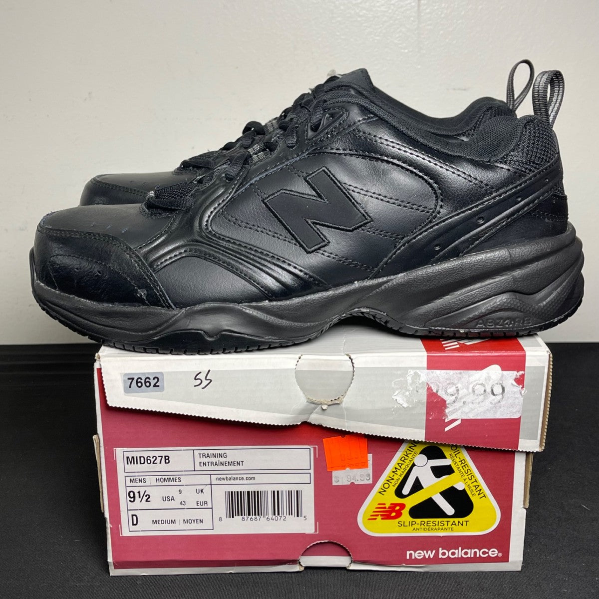New Balance Steel Toe 627 Leather 'Triple Black' (Size 9.5) - Image 3
