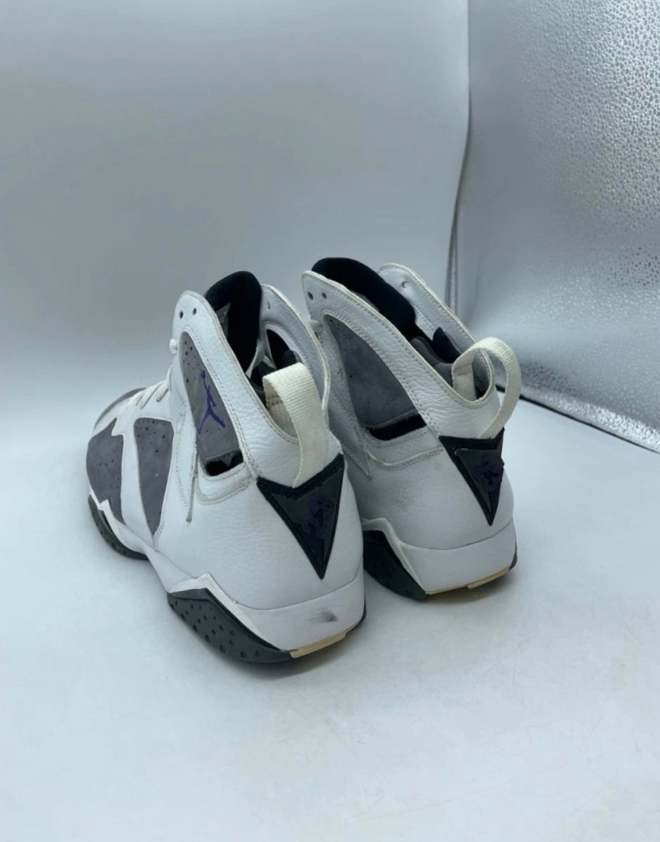 Jordan 7 Retro Flint 13 (Heavily Worn Pre-Owned)JordanWhite/Varsity Purple-Flint Grey - Image 4