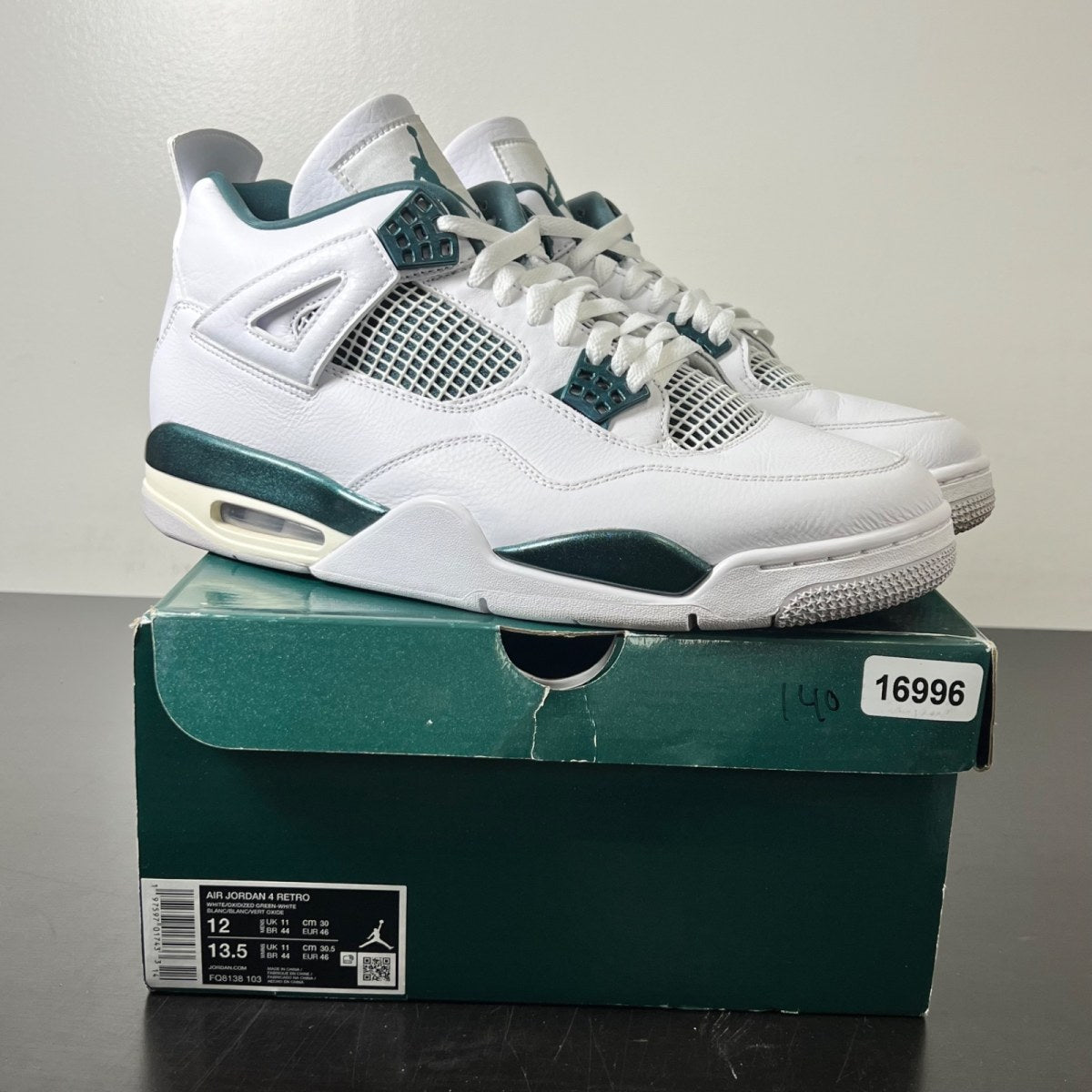 Jordan 4 Retro Oxidized Green 12 (Lightly Worn Pre-Owned)JordanWhite/Oxidized Green/White/Neutral Grey - Image 1